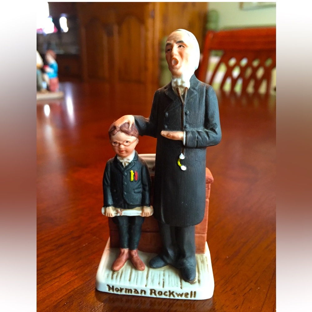 Norman Rockwell Figurine - Black and White with Touch of Red